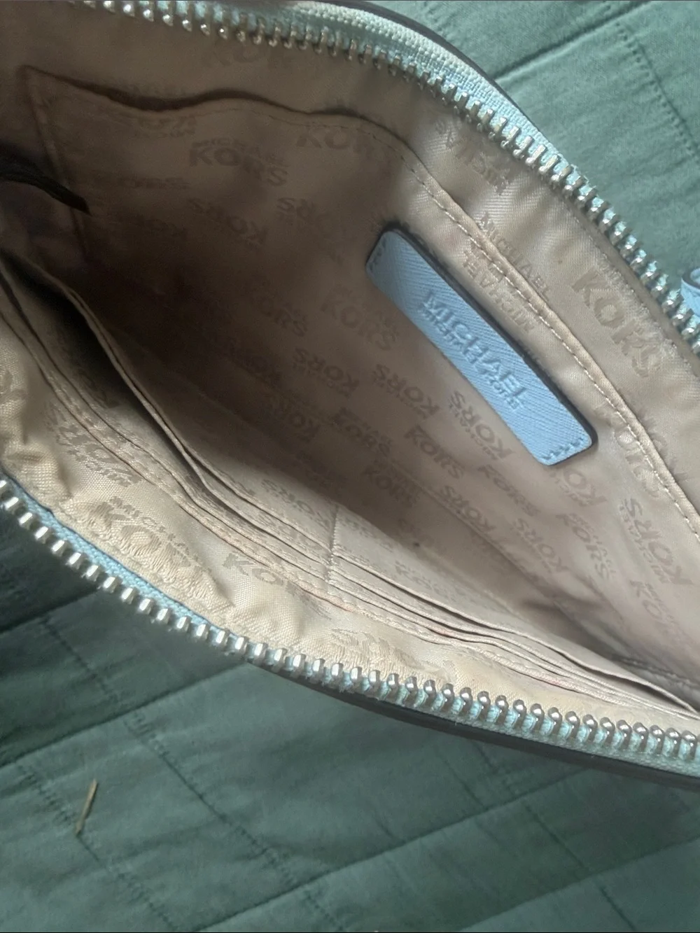 Michael Kors light blue Leather Wristlet Clutch